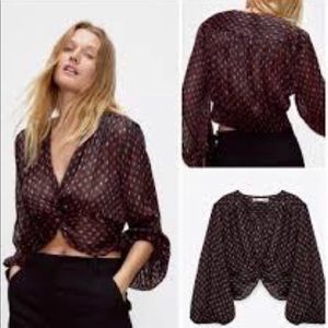 ZARA KNOTTED PRINT CROP TOP